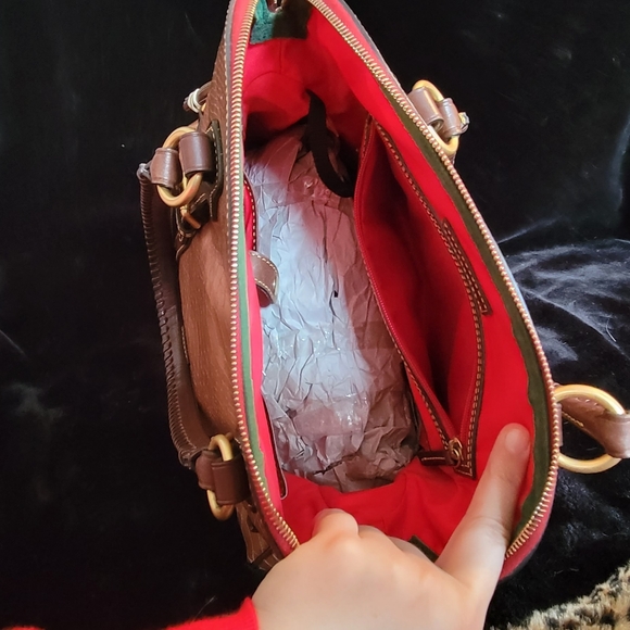 Dooney & Burke Pearly Python Embossed Leather Domed Buckled Satchel - Picture 2 of 5